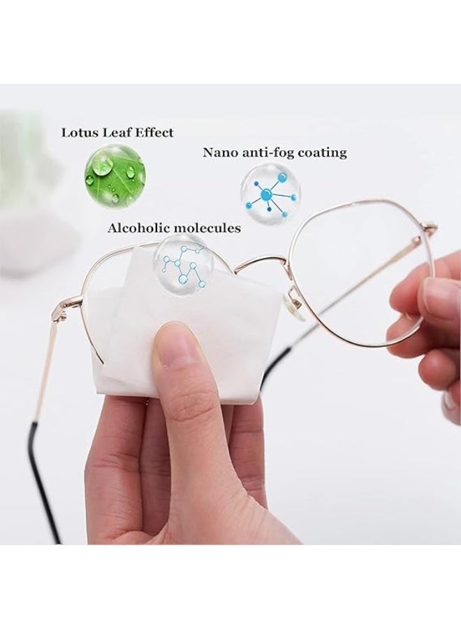 عبوة من 100 منديل مضاد للضباب للنظارات، مناديل تنظيف العدسات مغلفة بشكل فردي، مناديل مبللة مسبقًا لتنظيف العدسات والشاشات، مضادة للضباب ومغلفة بشكل فردي لتنظيف النظارات - Image 2